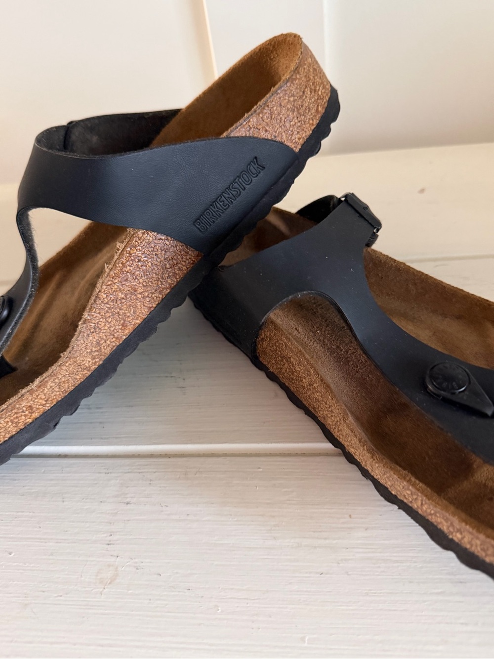 Birkenstock Gizeh Black Birko-Flor Thong Sandal Size 38 EU US 7-7.5 Gently Used - Picture 7 of 14